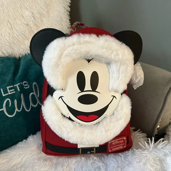 🌲Loungefly Disney Mickey Mouse Christmas Santa Wallet & Backpack🌲 - Picture 10 of 12